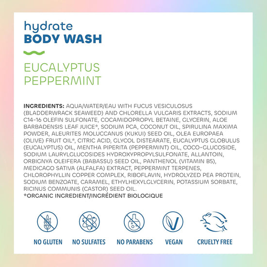 Seaweed Bath Co. Body Wash Eucalyptus Peppermint Ingredients | Bev Sidders Skincare