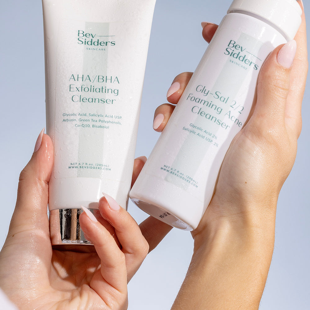 
                  
                    AHA/BHA scrub combined with Gly/Sal Foaming Cleanser | Bev Sidders Skincare
                  
                