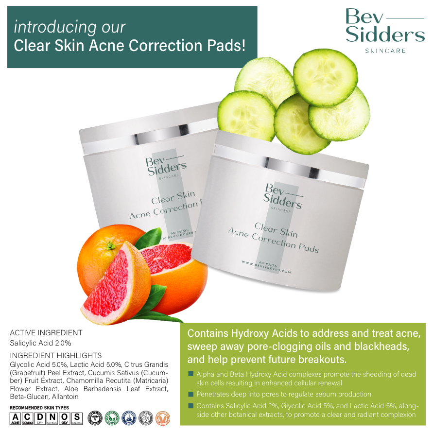 Introducing Bev Sidders Skincare Clear Skin Acne Correction Pads